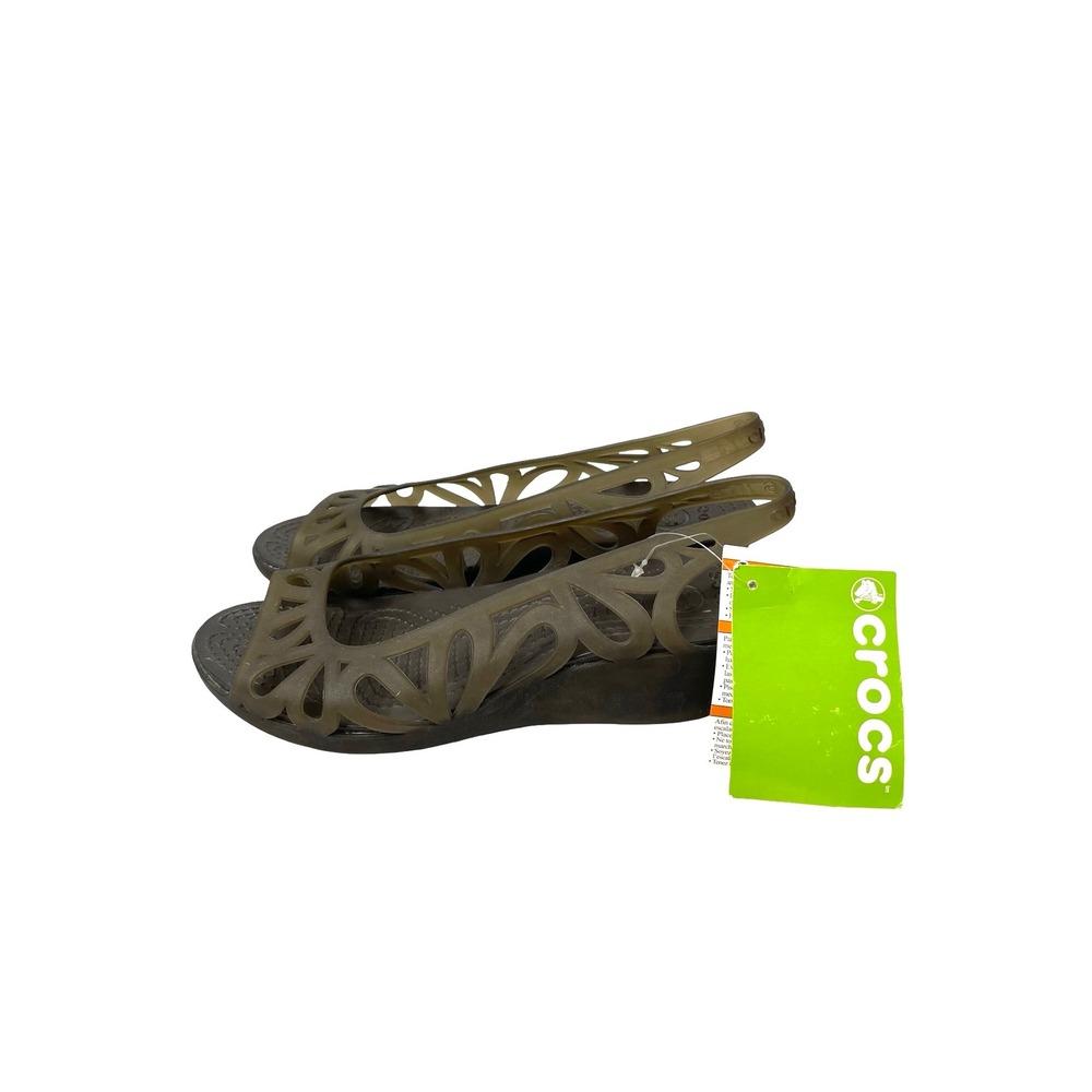 NEW Crocs Adrina III Mini Wedge sandal flats Size 8 espresso brown tan